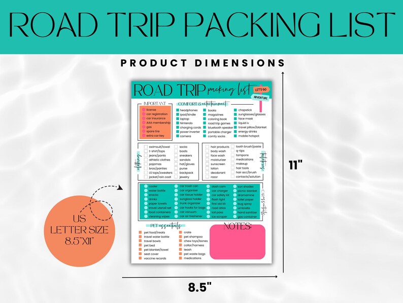 Road Trip Packing Checklist Road Trip Essentials Packing List Vacation ...