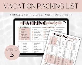 Editable Vacation Packing List Template (PDF Printable)