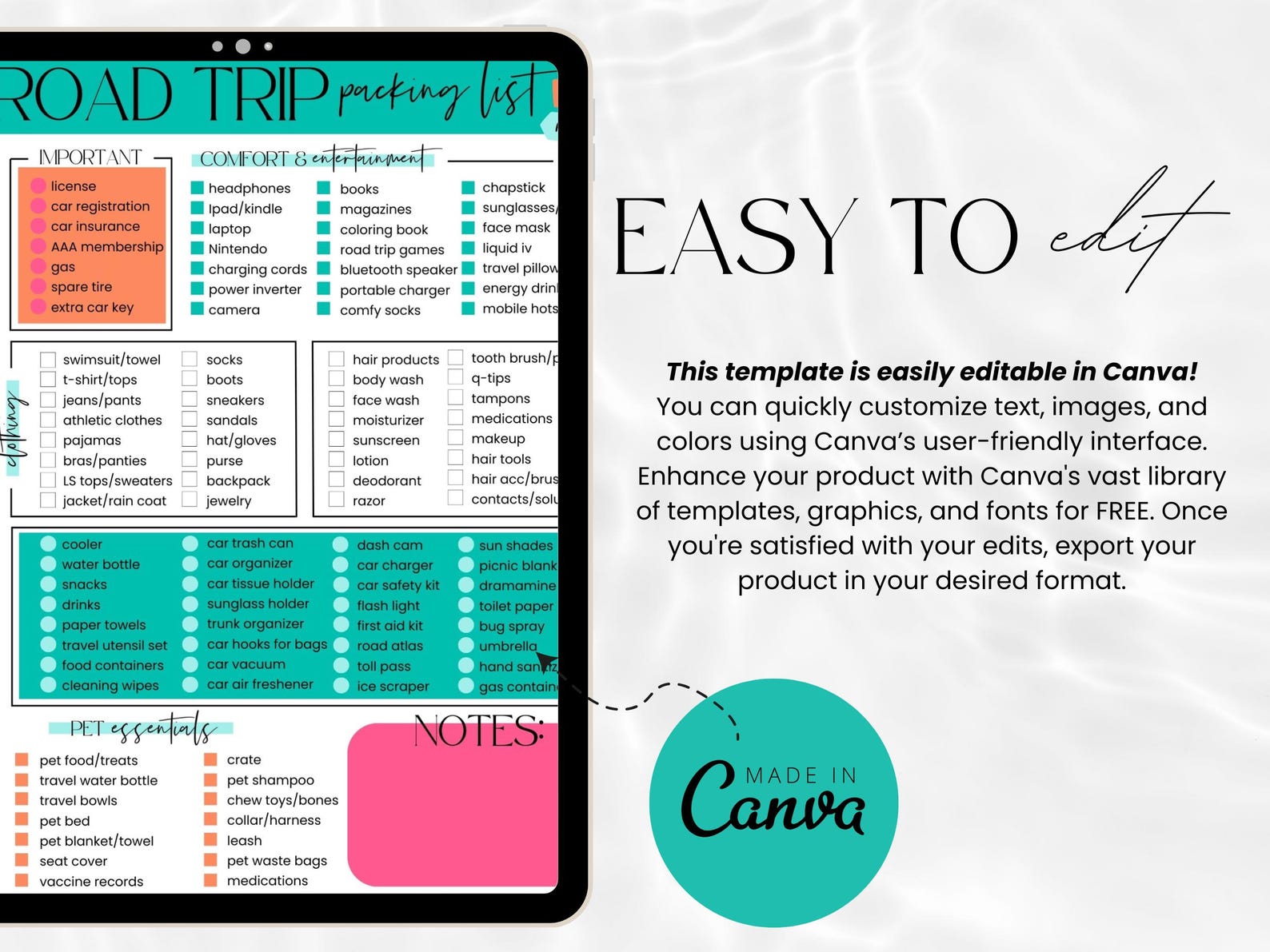 Road Trip Packing Checklist | Road Trip Essentials Packing List ...