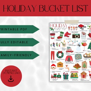 Christmas bucket list printable | Bucket list ideas | Holiday bucket list | Christmas activities | Kids activities | Christmas printables