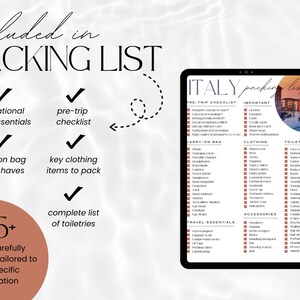 Italy Travel Packing List PDF | International Packing Checklist ...