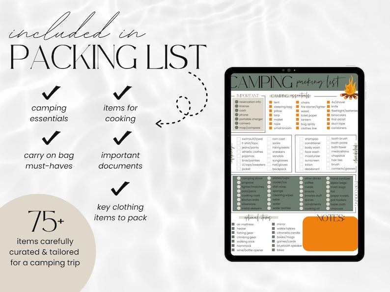 Camping Packing List Template: Editable Travel Checklist (PDF Printable ...