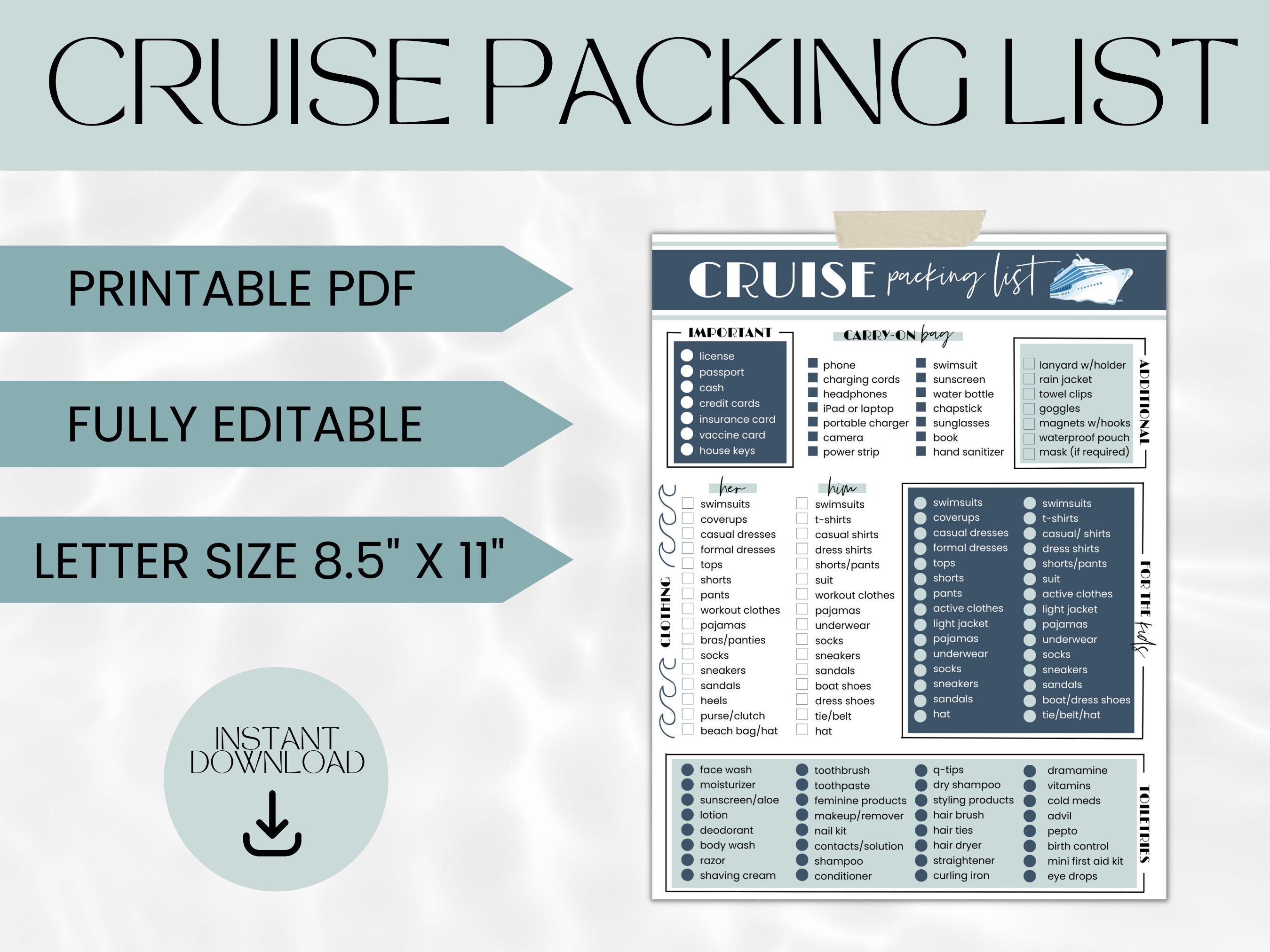 Disney Cruise Packing List Printable