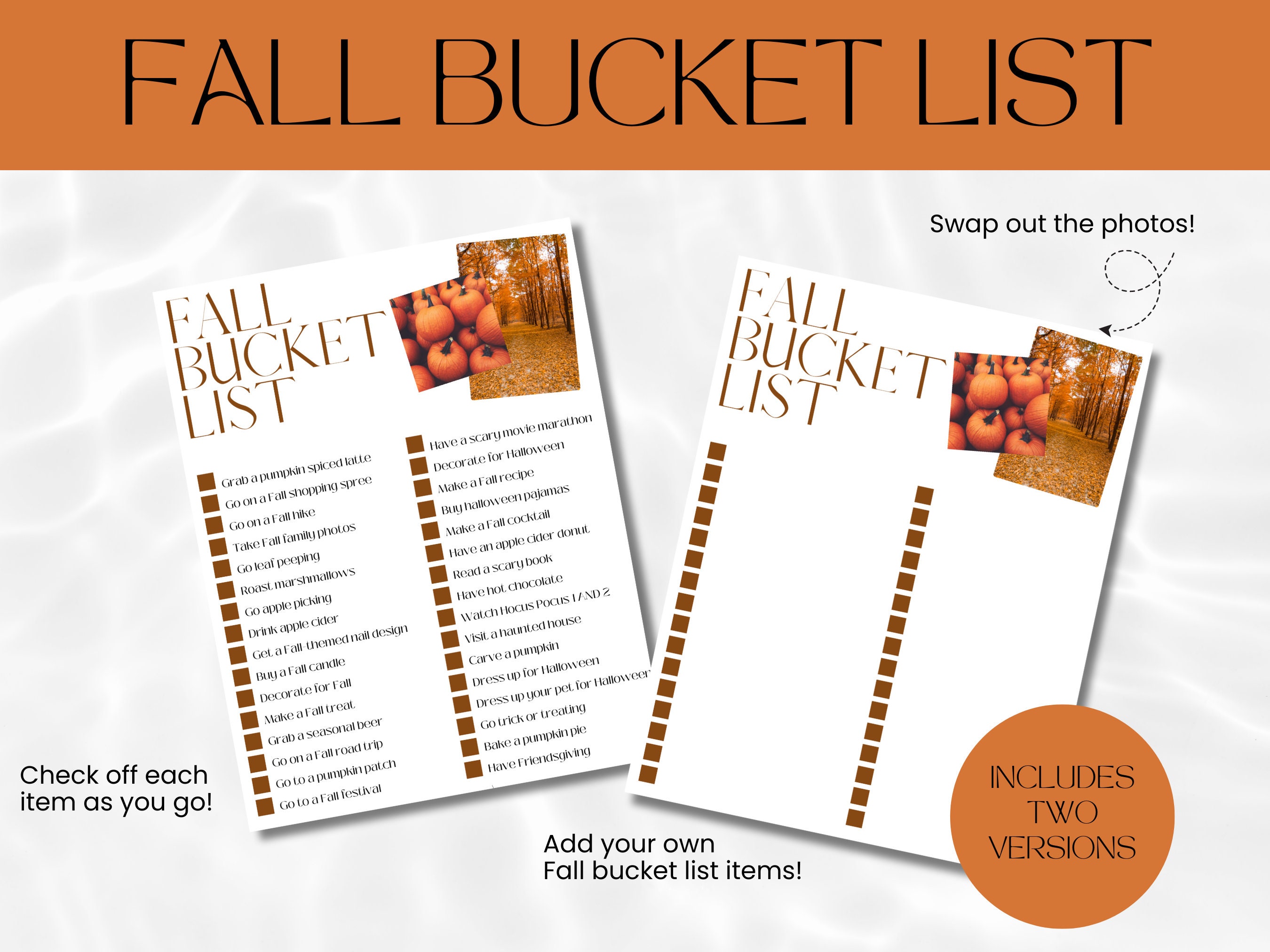Fall Bucket List Template Bucket List Printable Fall Etsy