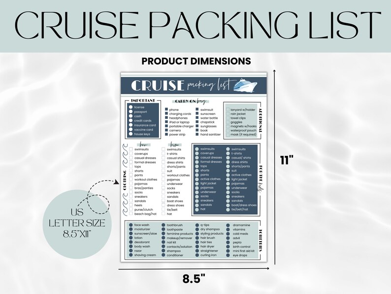 Cruise Packing List Template Printable Packing List for Cruise Editable ...