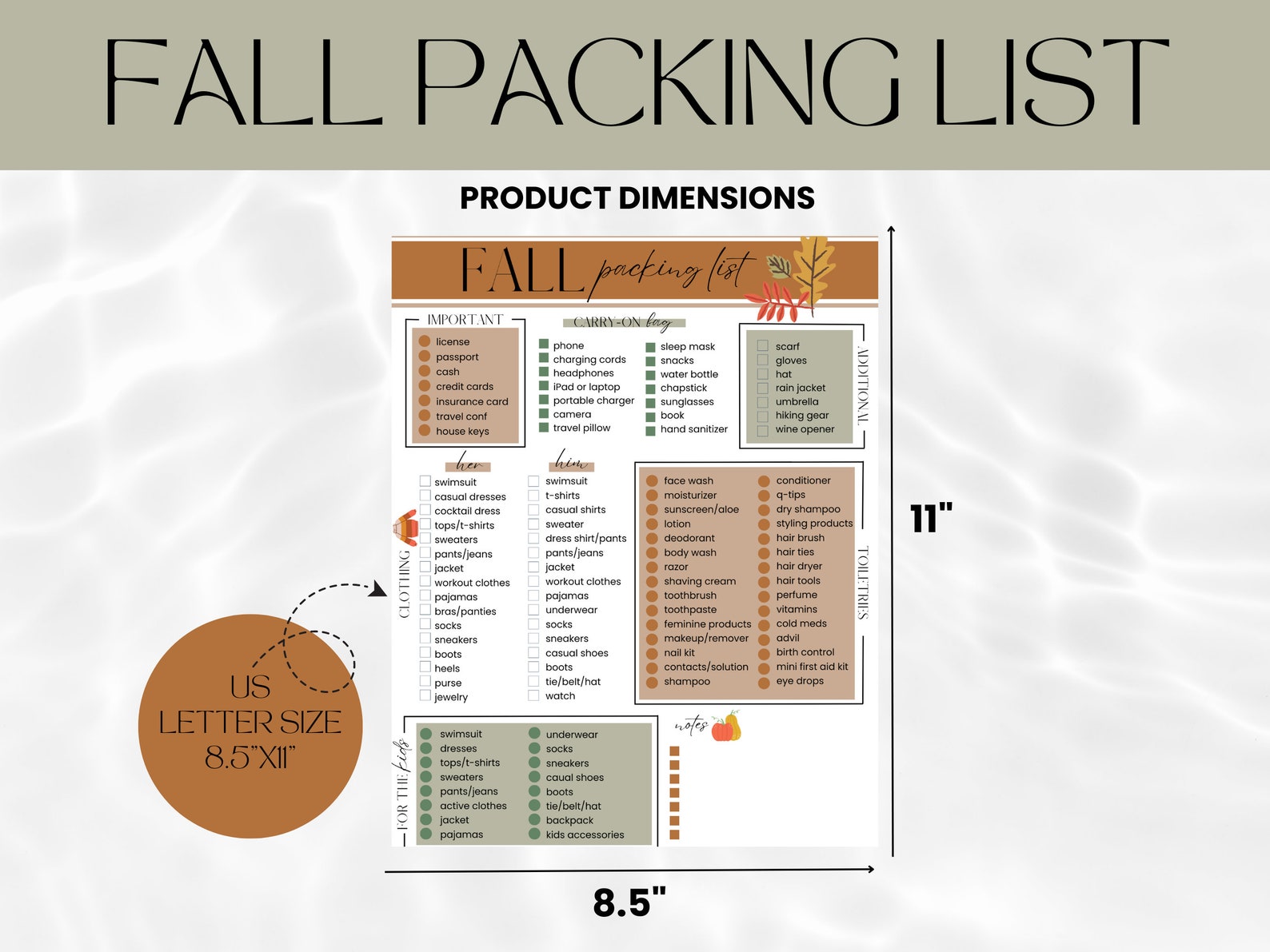 Fall Packing List Template Fall Travel Packing List PDF Packing Checklist Travel Checklist Trip ...