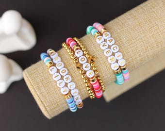 Personalized Name Gift, Heishi Bracelet, Gift For Her, Mom Bracelet, Beaded Bracelet, Friendship Jewelry