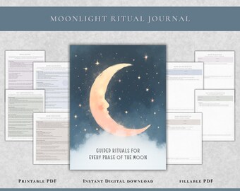 Diario rituale lunare / Guida al ciclo lunare in 8 fasi / Pianificatore spirituale / Diario digitale e stampabile
