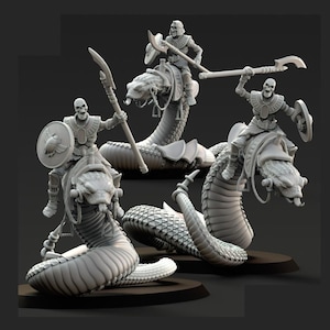 Mummified Legions - 3 x Mummified Snake Riders - 28mm/30mm Tabletop model kit