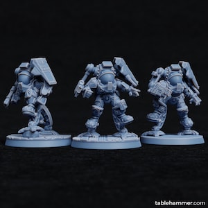 Federation of Tyr - 3 x Exo Dwarves with plasma gauntlets - 28mm/30mm Tabletop model kit