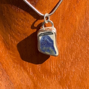 Sterling Silver Beach Glass Pottery Pendant