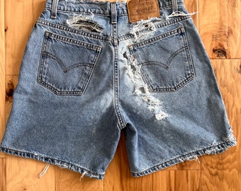 Orange Tab Distressed LEVI SIZE 28 Denim Shorts