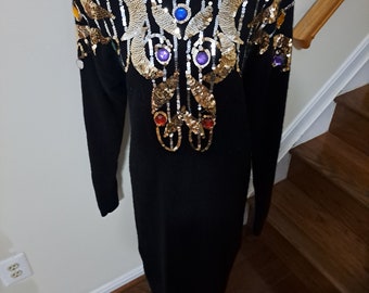 Vintage Sequin Sweater Dress