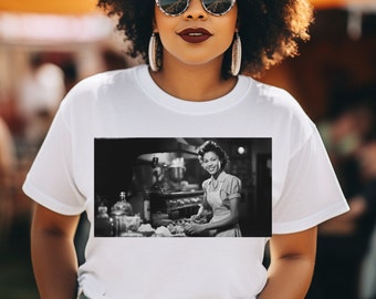 Vintage African American Woman Cooking in the Kitchen Shirt/Black Owned Shirt/Black Woman Shirt/Black Owned Clothing/Black Culture Shirt