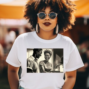 Vintage African American Couple Washing Dishes/Black Owned Clothing/Black Culture Shirt/Afro Couple Shirt/Black Owned Shop/Black Pride Shirt