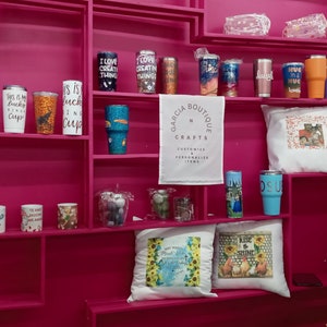 Personalize and customize design items of your choice such as tumblers, cups, pillow cases, rock memorial slates and etc.