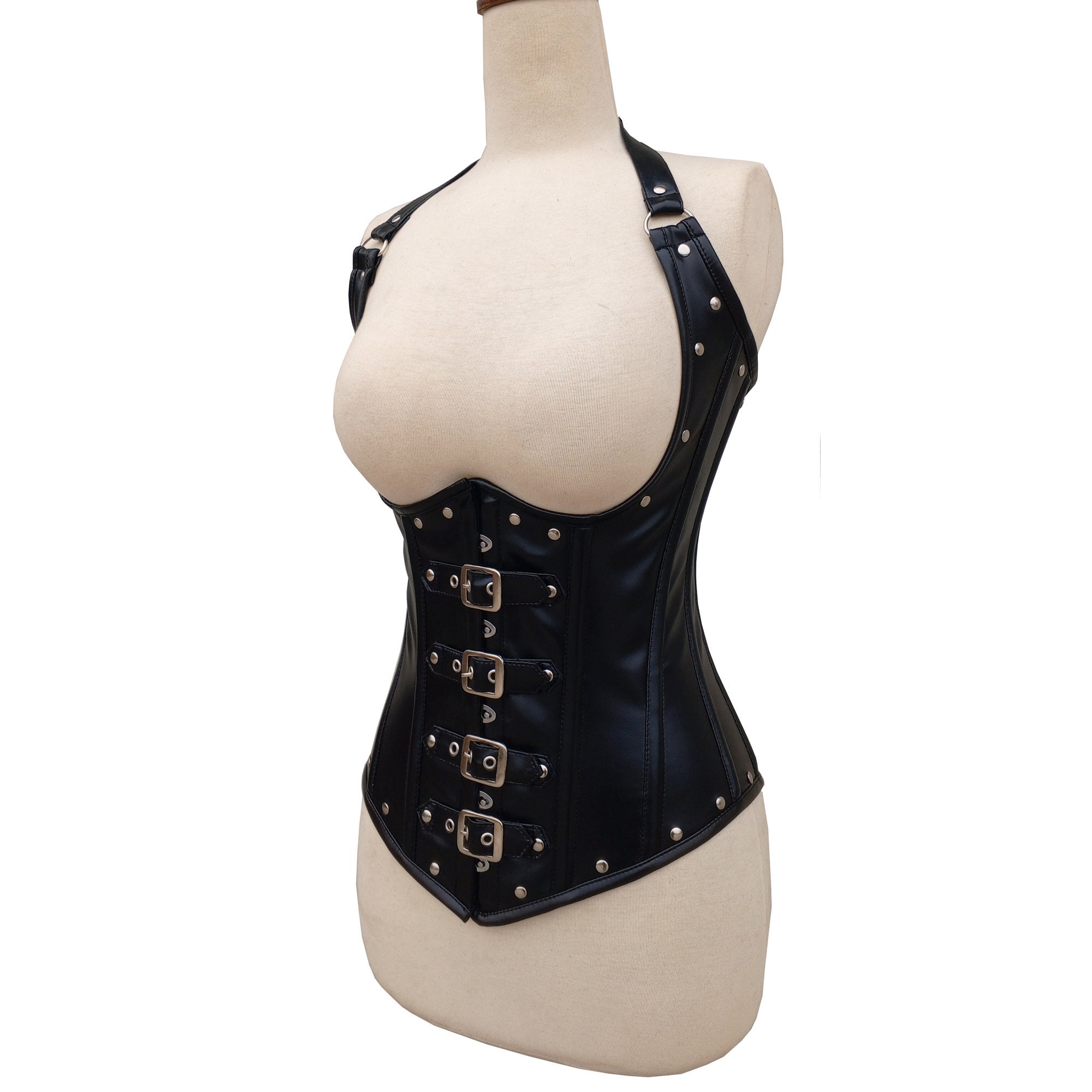 SZIVYSHI Danna Sottoseno Corsetto Waist Trainer Corpetto Bustino Body Shaper Modellante Rinforzato Con Stecche - Nero - XS - Foto 11
