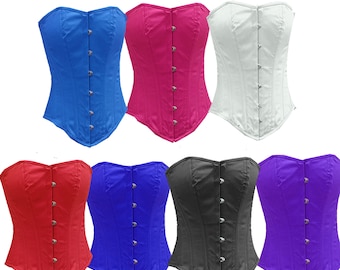Double Steel Boned Heavy Duty Long Overbust waist Trainer Cotton Corset