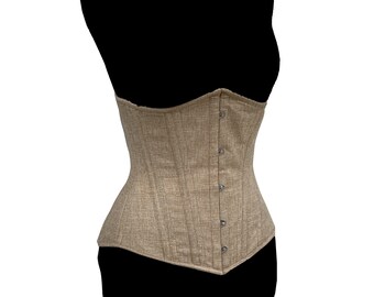 Heavy duty Underbust Steel boned Hourglass  Costume body shaper Cotton Nude Corset for Formal Wear