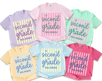 Comfort Colors Custom Second Grade Teacher Shirt, 2nd Grade Teacher Team Shirts, Personalized Second Grade Shirt, Gift For New Teacher,TS6