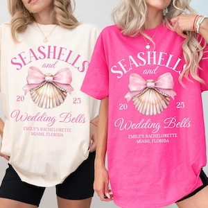 Seashells And Wedding Bells Beach Bachelorette Shirts, Coastal Bach Club Shirt, Custom Bachelorette Party Shirt, Nautical Bach Shirt B20