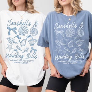 Seashells And Wedding Bells Beach Bachelorette Shirts, Coastal Bach Club Shirt, Custom Bachelorette Party Shirt, Nautical Bach Shirt B22