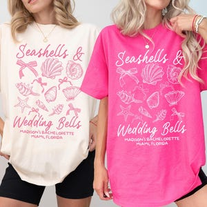 Seashells And Wedding Bells Beach Bachelorette Shirts, Coastal Bach Club Shirt, Custom Bachelorette Party Shirt, Nautical Bach Shirt B22