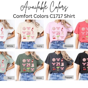 Coquette 21st Birthday Shirt For Her, 21st Birthday Gift For Her, 21 Birthday Shirt For Group, 21st Birthday Party Tshirts, Turning 21 Gifts image 5
