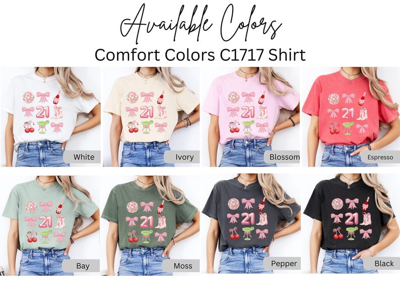 Coquette 21st Birthday Shirt For Her, 21st Birthday Gift For Her, 21 Birthday Shirt For Group, 21st Birthday Party Tshirts, Turning 21 Gifts image 5