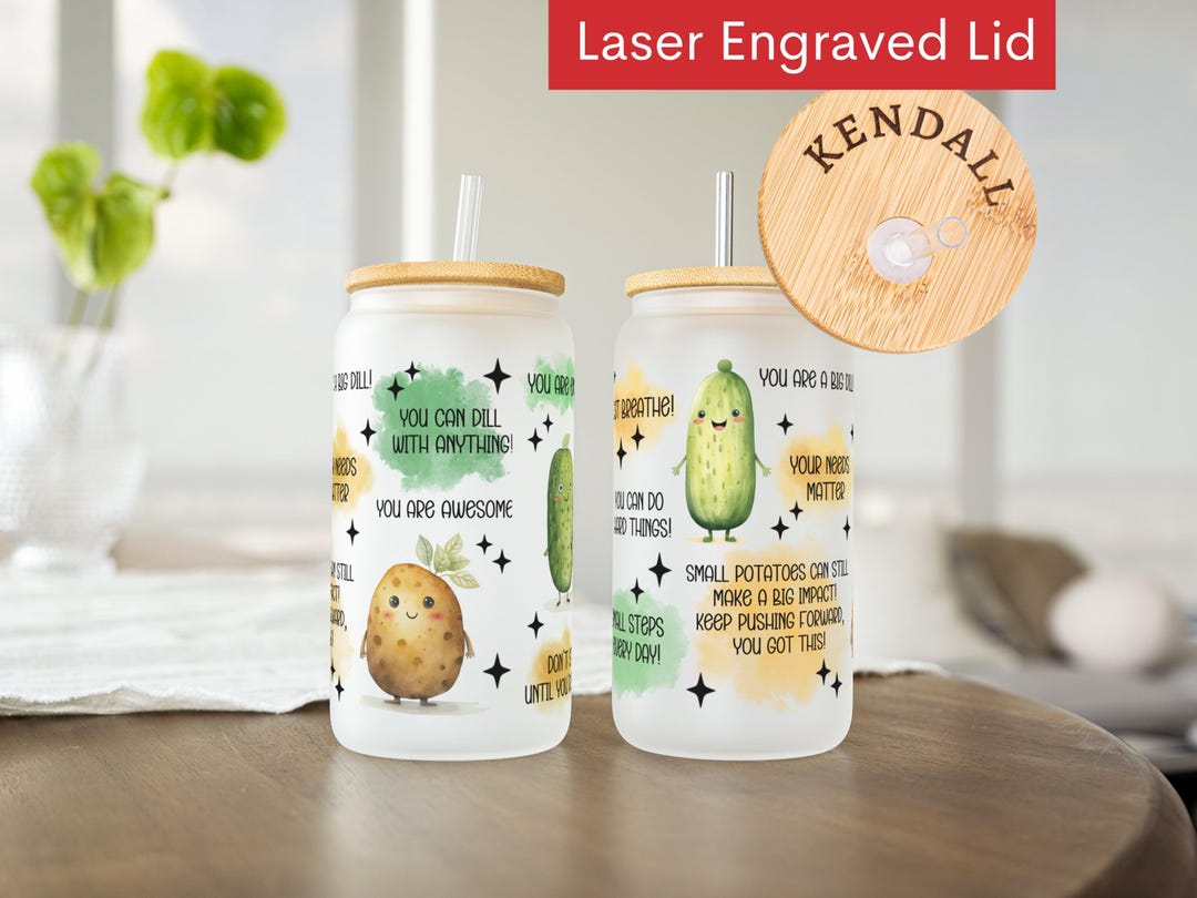 Positive Potato Iced Coffee Cup, Emotional Support Pickle Glass Cup ...
