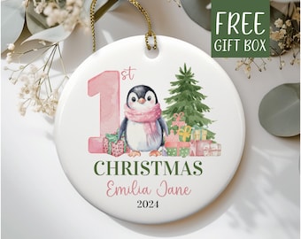 Baby First Christmas Ornament 2026, Personalized First Christmas Ornament Baby Girl Name Baby Shower Gift, New Family Baby Keepsake BFC16a