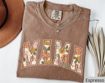 Comfort Colors Flowers Mama Shirt, Mother's Day Gift for Mom, In My Mama Era TShirt, Floral Mom Shirts, Gift For New Mom Pregnancy Gift