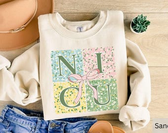 Coquette NICU Nurse Sweatshirt, Easter Nicu Sweater, Spring Nicu Nursing Crewneck, Neonatal ICU Nurse Shirt, Gift For Nicu Nurse, Nicu Crew