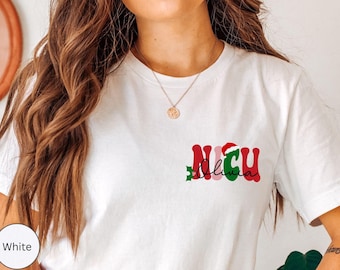 Personalized NICU Christmas Shirt, Custom NICU Nurse T-Shirt, Neonatal ICU Nurse Christmas Tee, Nicu Name Shirt, Future Nicu Nurse Gift