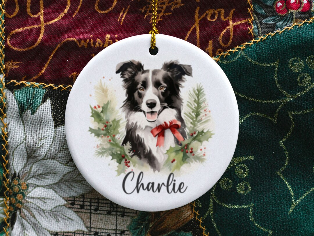 Custom Border Collie Ornament, Personalized Border Collie Ornament, Dog
