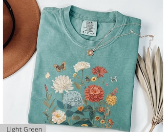 Wildflowers Cottagecore Shirt, Floral Shirt, Botanical Shirt, Boho Flower Shirt, Garden Lover Gift, Pressed Wild Flowers Nature TShirt