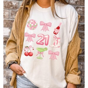 Coquette 21st Birthday Shirt For Her, 21st Birthday Gift For Her, 21 Birthday Shirt For Group, 21st Birthday Party Tshirts, Turning 21 Gifts