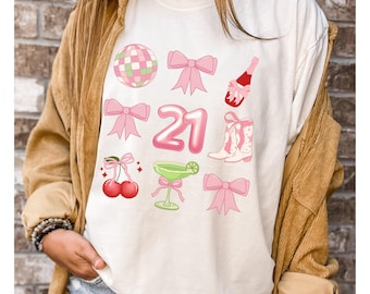 Coquette 21st Birthday Shirt For Her, 21st Birthday Gift For Her, 21 Birthday Shirt For Group, 21st Birthday Party Tshirts, Turning 21 Gifts