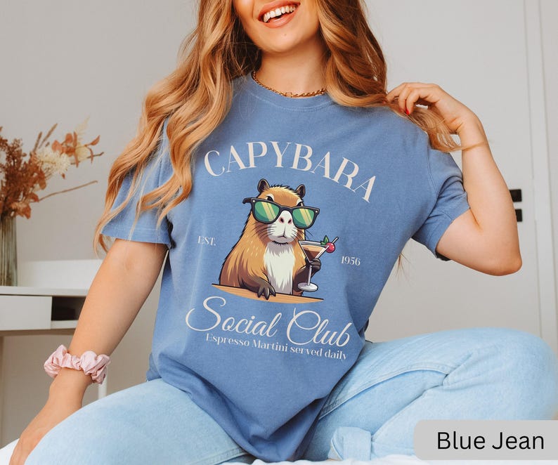 Capybara Social Club Shirt, Comfort Colors Funny Capybara Shirt, Gift For Capybara Lover Shirts, Luxury Social Club TShirt, Rodent Meme Tee image 8