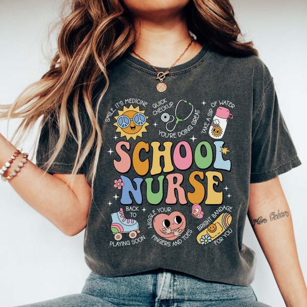 School Nurse Shirt, School Nurse Gift For School Nurse, School Nurse TShirt, Back To School Nurse Tee, Cute Retro School Nurse T-Shirts