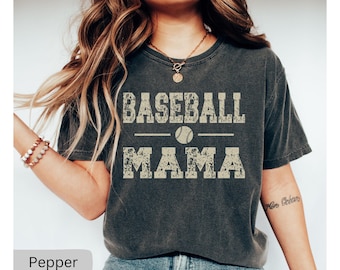Comfort Colors Baseball Mom Shirt, Baseball Mama Tee, Game Day Shirt, Mothers Day Gift, Sports Mom Tee, Retro Baseball Mama Shirt Distressed