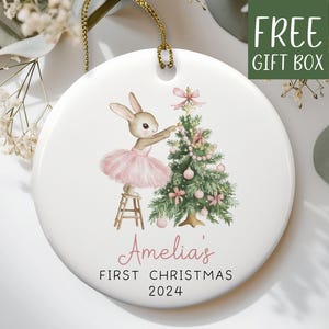 Baby First Christmas Ornament 2026, Personalized First Christmas Ornament Baby Girl Name Baby Shower Gift, Baby Family Keepsake Pink BFC5