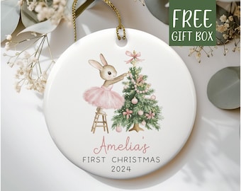 Baby First Christmas Ornament 2026, Personalized First Christmas Ornament Baby Girl Name Baby Shower Gift, Baby Family Keepsake Pink BFC5