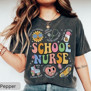 School Nurse Shirt, School Nurse Gift For School Nurse, School Nurse TShirt, Back To School Nurse Tee, Cute Retro School Nurse T-Shirts imagem 1