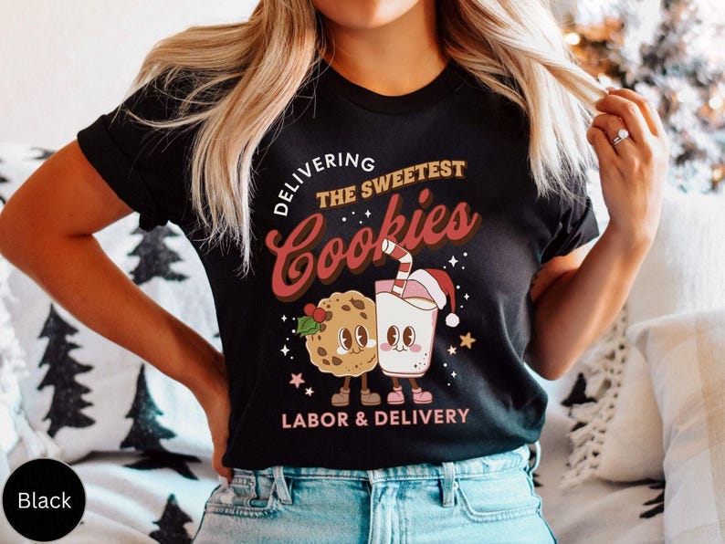 Delivering The Sweetest Cookies Labor And Delivery Christmas Shirt,L & D Nurse Christmas TShirt,Holiday Labor and Delivery Nurse Team Shirts imagem 2