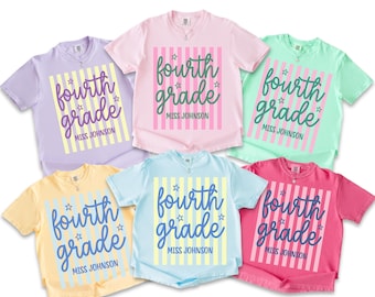 Comfort Colors Custom Fourth Grade Teacher Shirt, 4th Grade Teacher Team Shirts, Personalized Fourth Grade Shirt, Gift For New Teacher,TS8