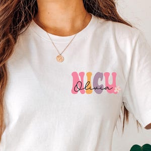Custom NICU Nurse Shirt, Personalized Neonatal ICU Nurse TShirt, Groovy NICU Nurse Name Shirt, Nursing School Gift, Baby Nurse Appreciation