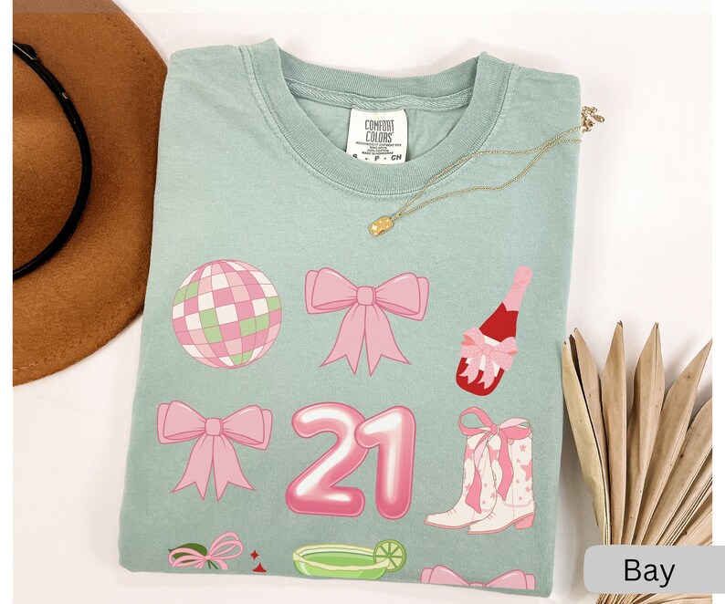Coquette 21st Birthday Shirt For Her, 21st Birthday Gift For Her, 21 Birthday Shirt For Group, 21st Birthday Party Tshirts, Turning 21 Gifts image 9