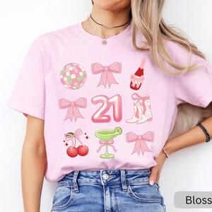 Coquette 21st Birthday Shirt For Her, 21st Birthday Gift For Her, 21 Birthday Shirt For Group, 21st Birthday Party Tshirts, Turning 21 Gifts image 8