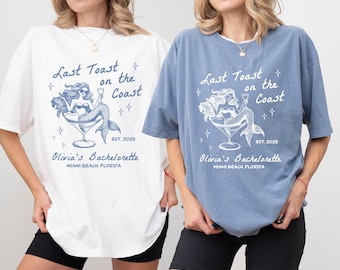 Last Toast On The Coast Shirt, Beach Bachelorette Shirts, Coastal Mermaid Bach Club, Custom Bachelorette Party, Nautical Bridemaids Gift B5